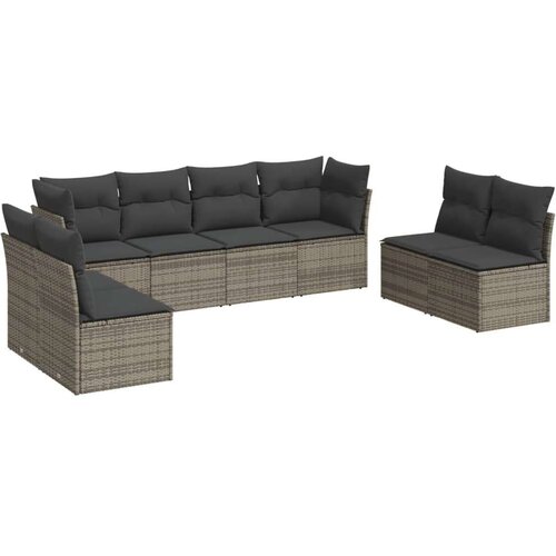 vidaXL 8-dijelni set vrtnih sofa od poliratana s jastucima sivi Cene
