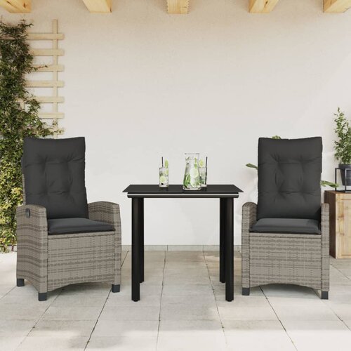  3-dijelni vrtni blagovaonski set sivi od poliratana Siva Dužina stola 80 cm Cene