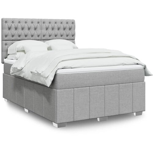 VidaXL Krevet box spring s madracem svjetlosiva 160x200 cm tkanina Slike
