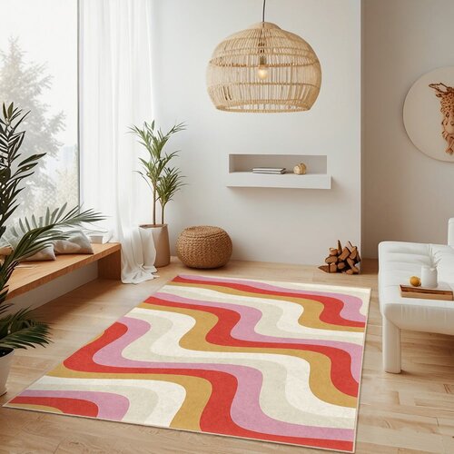 Mila Home Rumena/rožnata pralna preproga 160x230 cm Creamy Raspberry Swirl &amp;ndash; Slike