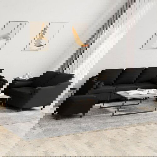 vidaXL Sedežna garnitura 3-delna z vzglavniki črno blago Cene