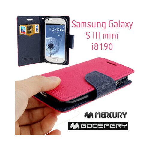  Preklopni ovitek / etui / zaščita Mercury Fancy Diary Case za Samsung Galaxy S III mini i8190 - roza & modri Cene