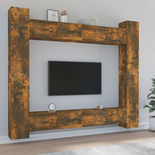  8-dijelni set TV ormarića boja dimljenog hrasta drveni Slike
