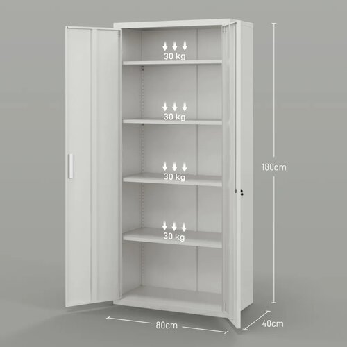  Ormar za spise uredski ormar 5 polica metalni 80&amp;Scaron; x 40D x 180V cm bijeli Slike