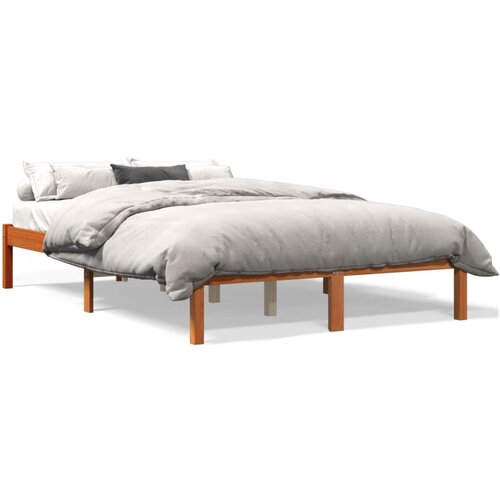 VidaXL Posteljni okvir vo&amp;scaron;čeno rjav 140x190 cm trdna borovina Slike