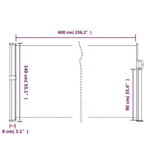 Uvlačiva bočna tenda bijela 140 x 600 cm Slike