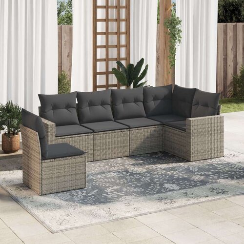  6-dijelni set vrtnih sofa od poliratana s jastucima sivi Slike