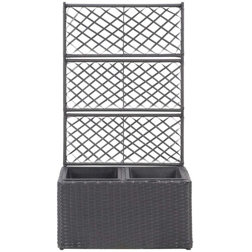 vidaXL Visoka greda z oporno mrežo in 2 loncema 58x30x107 cm črna, (20618507) Cene