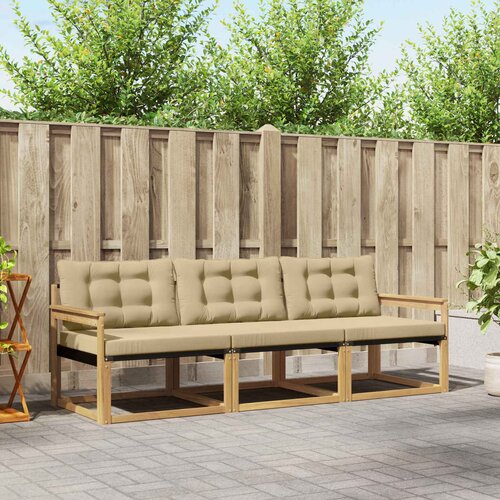  Set vanjskih sofa s jastukom 3 pcs Bijela i bež Slike
