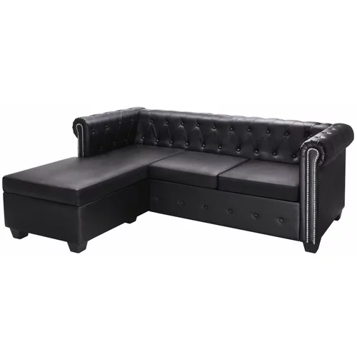  Chesterfield sofa od umjetne kože u obliku L crna