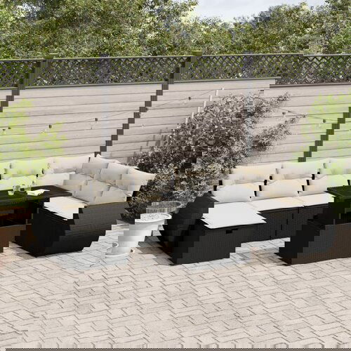  The Living Store Vrtna sedežna garnitura 9-delna z blazinami črn poli ratan - Vrtna Sedežna Garniture, (21481288) Cene