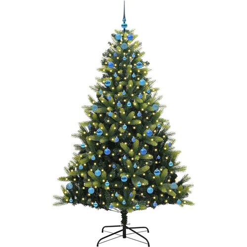 VidaXL Umjetno savitljivo božićno drvce s 300 LED dioda Zelena 210 cm Slike