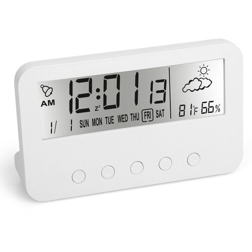 Venisymlis Digitalna Lcd Potovalna Budilka Osvetlitev Ozadja Čas Koledar Temperatura Časovnik Z Načinom Dremeža, Svetlobna Baterija Za Pisarno V Spalnici, (22059991) Cene