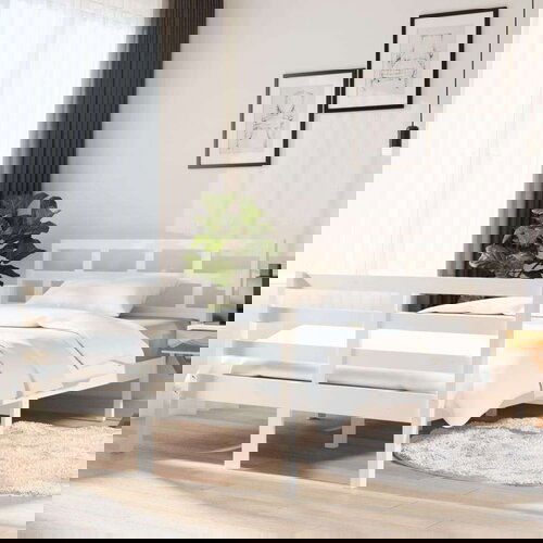  Posteljni okvir bel iz trdnega lesa 135x190 cm 4FT6, (20646132) Slike