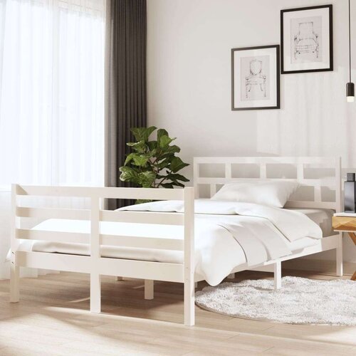  Za krevet od masivnog drva bijeli 135x190 cm 4FT6 bračni Slike