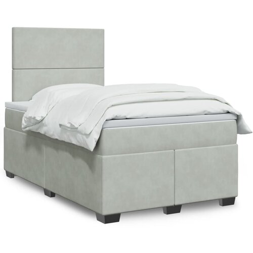 vidaXL Box spring postelja z vzmetnico svetlo siva 120x200 cm žamet Cene