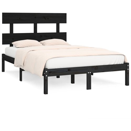VidaXL Posteljni okvir črn iz trdnega lesa 140x190 cm, (20643220) Slike