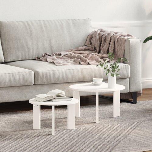  Set stolića za kavu 2 pcs Bijelo 47.5 x 47.5 x 27 cm Slike