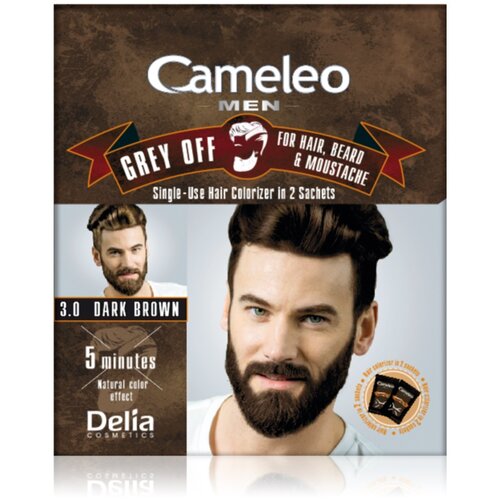 Delia Cosmetics Cameleo Men barva za enkratno uporabo za takojšnje prekritje sivih las odtenek 3.0 Dark Brown 2 x 15 ml Cene