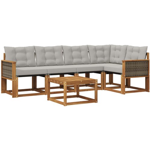 vidaXL Zunanja garnitura za sedenje 6 pcs Naravna in svetlo siva, (5000280960) Cene