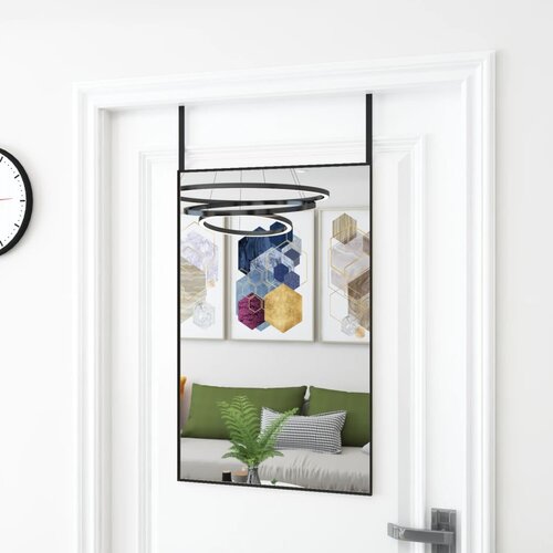  Ogledalo za vrata crno 50 x 80 cm od stakla i aluminija Slike