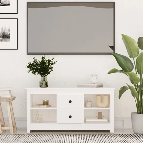 vidaXL TV ormarić bijeli 103 x 36,5 x 52 cm od masivne borovine