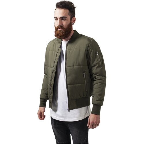 Urban Classics Basic Quilt Bomber Jacket Olive Cene