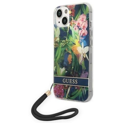 Guess HARDCASE OVITEK ZA IPHONE 14 6.1 MODRA ETUI S PAŠKOM S ROŽICAMI, (21833583) Cene