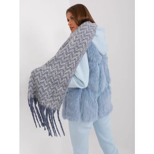 Fashion Hunters Women's white and blue scarf with fringe