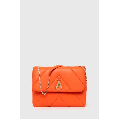 Patrizia Pepe Usnjena torbica oranžna barva