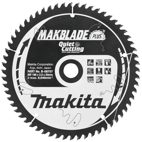 Makita žagin list TCT MAKBlade Plus 190x20 mm, 60z, B-08757