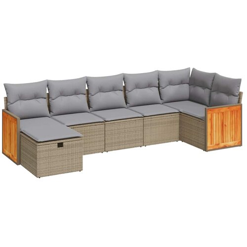  7-dijelni set vrtnih sofa od poliratana s jastucima bež Slike