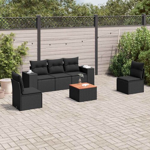  6-dijelni set vrtnih sofa s jastucima crni od poliratana Cijene