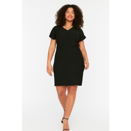 Trendyol Curve Black Straight Cut Knitted Dress Slike