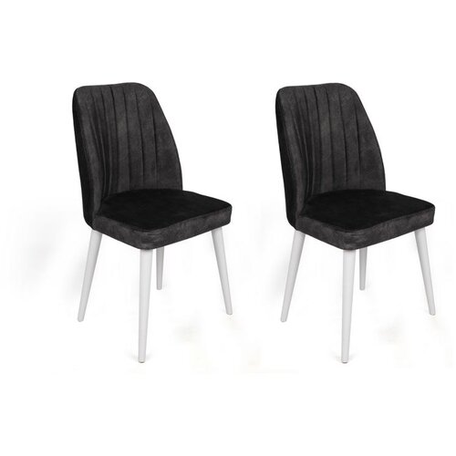 Hanah home Alfa-497 V2 AnthraciteWhite Chair Set (2 Pieces) Cene