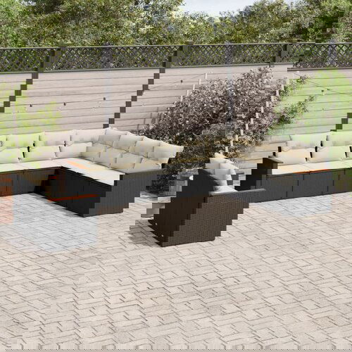 vidaXL 10-dijelni set vrtnih sofa s jastucima crni od poliratana Cijene