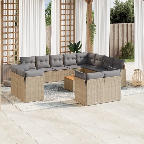 vidaXL 13-dijelni set vrtnih sofa s jastucima bež od poliratana Cijene