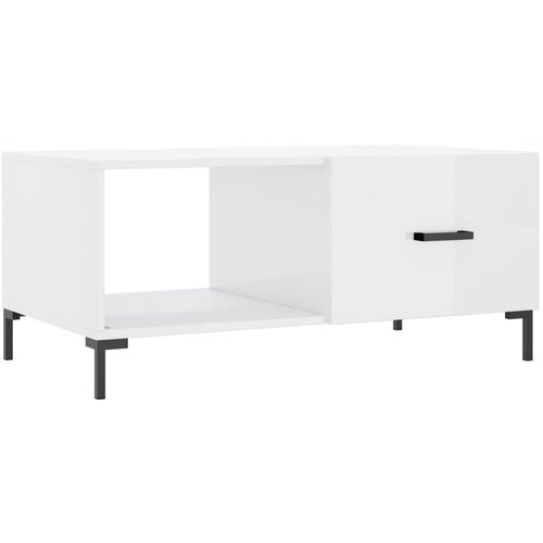 Maison Chic Klubska mizica - kavna mizica - Nizka mizica visok sijaj bela 90x50x40 cm inženirski les, (21752582) Slike