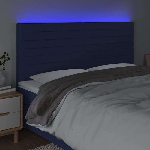  Uzglavlje plavo 160x5x118/128 cm od tkanine Slike