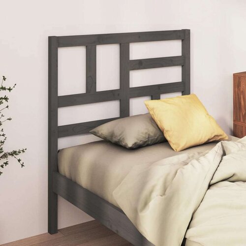  Uzglavlje za krevet sivo 96 x 4 x 104 cm od masivne borovine Slike
