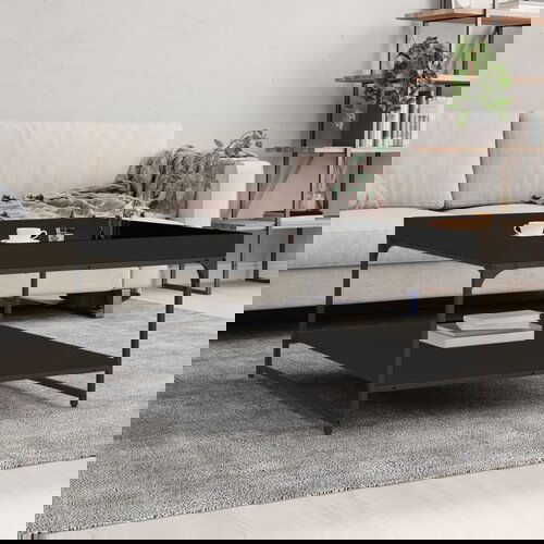 VidaXL Stolić za kavu crni 80 x 80 x 45 cm konstruirano drvo i željezo Slike