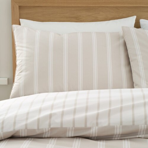Bianca Bež bombažna posteljnina za zakonsko posteljo/podalj&amp;scaron;ana 230x220 cm Ashford Stripe &amp;ndash; Slike