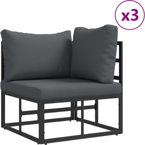 VidaXL Vrtna sedežna garnitura 13 pcs Črna 353 x 353 x 71 cm Aluminij Slike