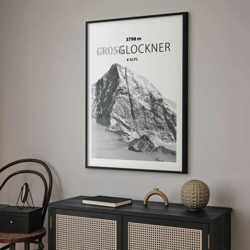  Plakat - Majestic mountain peak Glosslockner mountain crown mountain landscape 21x30 Crni okvir s margom Slike