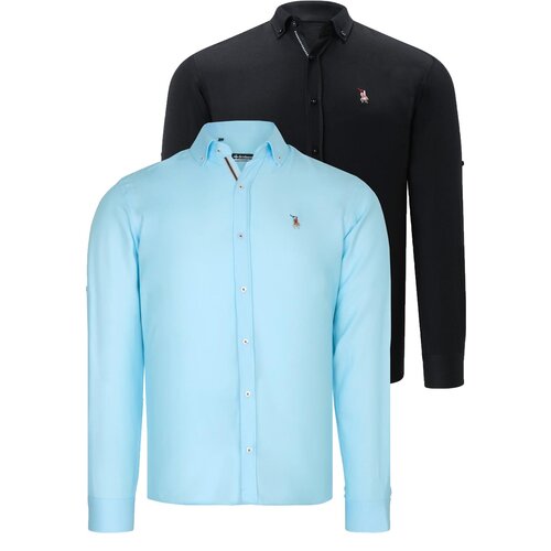 Dewberry DUAL SET G674 MENS SHIRT-BLACK-CYAN Cijene