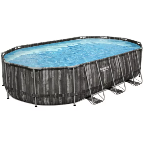 Bestway Montažni bazen Power Steel Swim Oval (610 x 366 x 122 cm, 20241 l, kartušna filtrska črpalka: 5678 l/h, videz lesa)