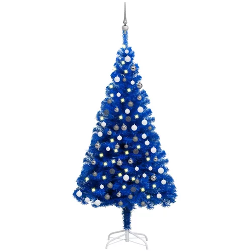  Umjetno božićno drvce LED s kuglicama plavo 150 cm PVC
