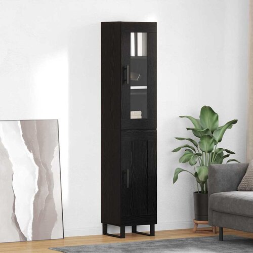 vidaXL Highboard Crni hrast 69,5 x 34 x 180 cm Konstruirano drvo Cijene