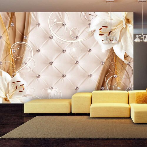  Samoljepljiva foto tapeta - Lilies and gold 147x105 Slike