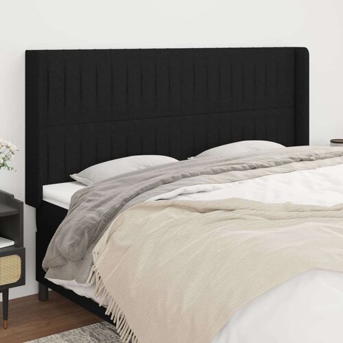 Uzglavlje s u&amp;scaron;ima crno 163x16x118/128 cm od tkanine Slike
